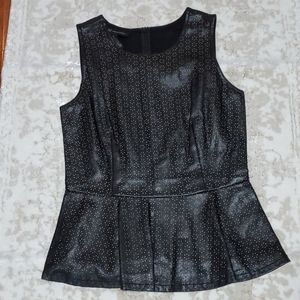 Faux Leather sleeveless peplum top